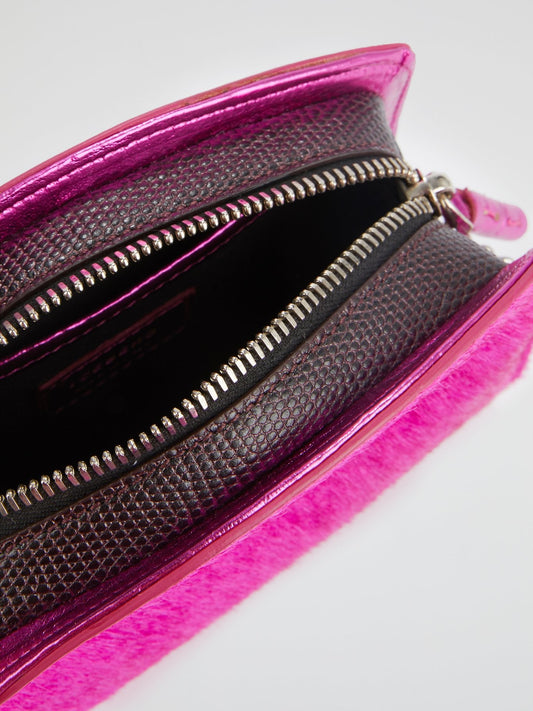 Fuchsia Pony Hair Effect Shoulder Bag