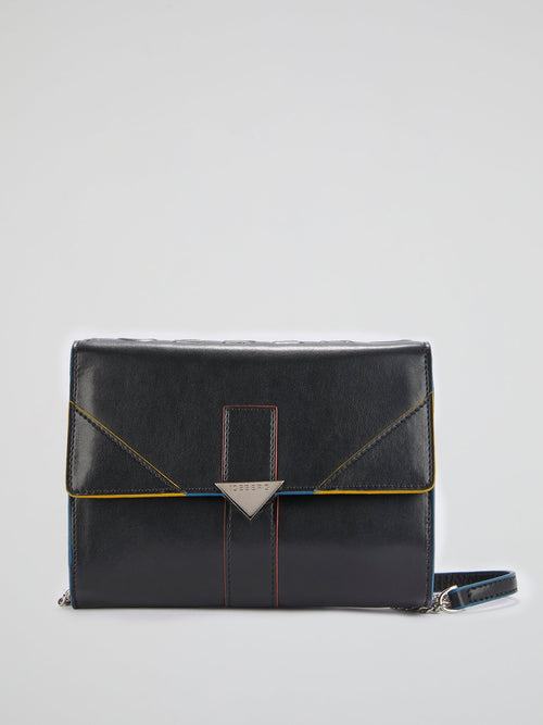 Black Flap Leather Shoulder Bag