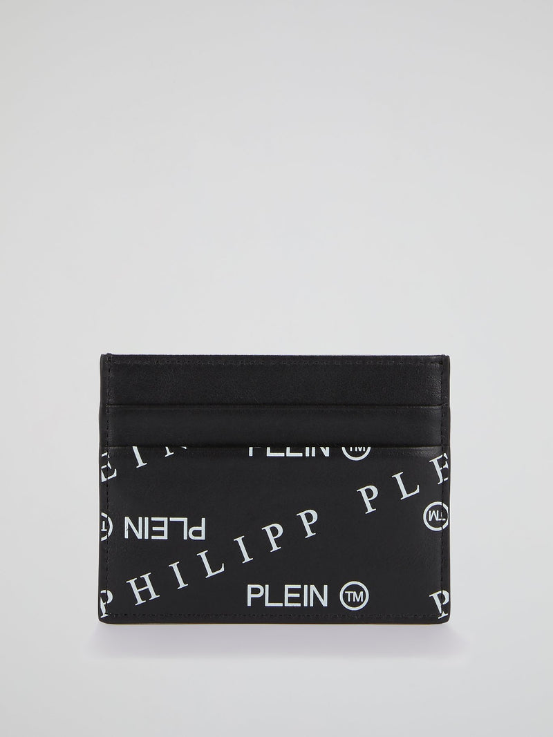 Black Monogram Print Credit Card Holder