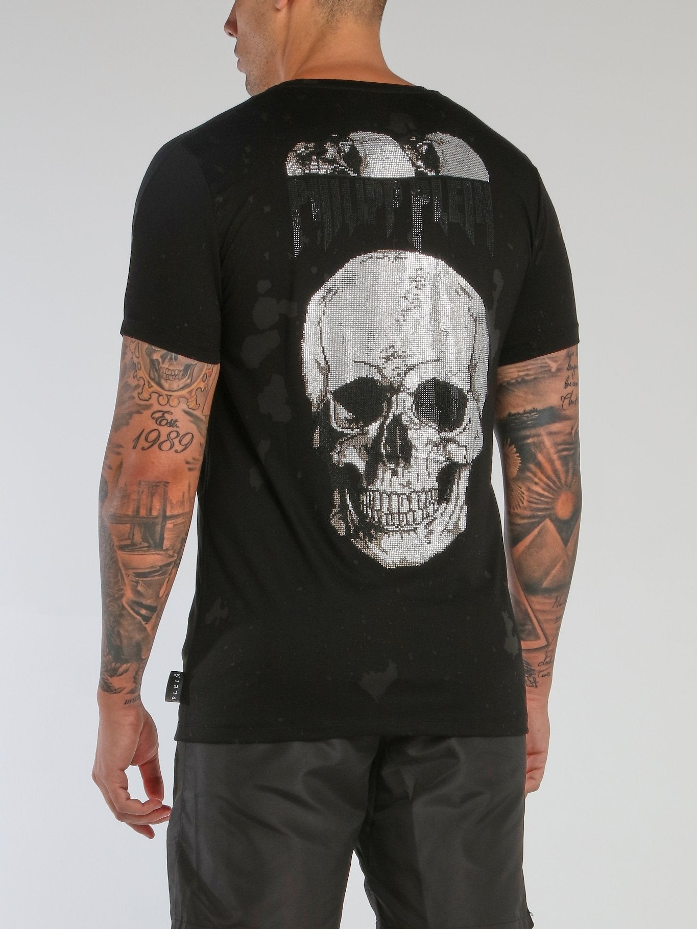 Black Rear Studded Skull T-Shirt