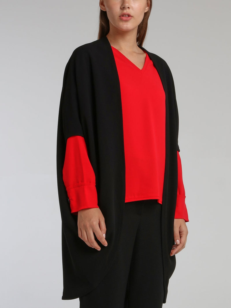 Nadia Black Crepe Poncho