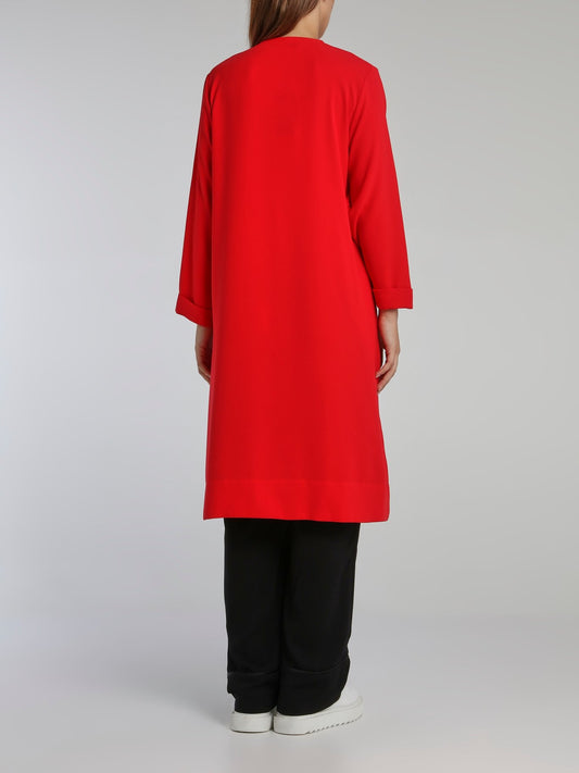 Leandra Red Crepe Shift Dress