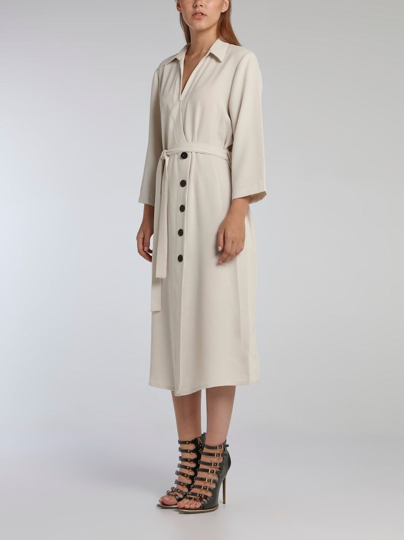 Lucia White Coat Midi Dress