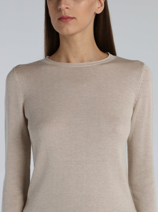 Berlin Beige Crewneck Basic Sweater