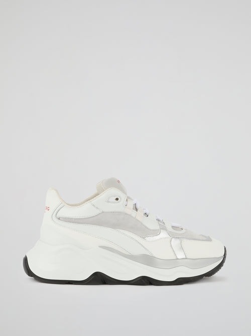 White Suede Panel Active Sneakers