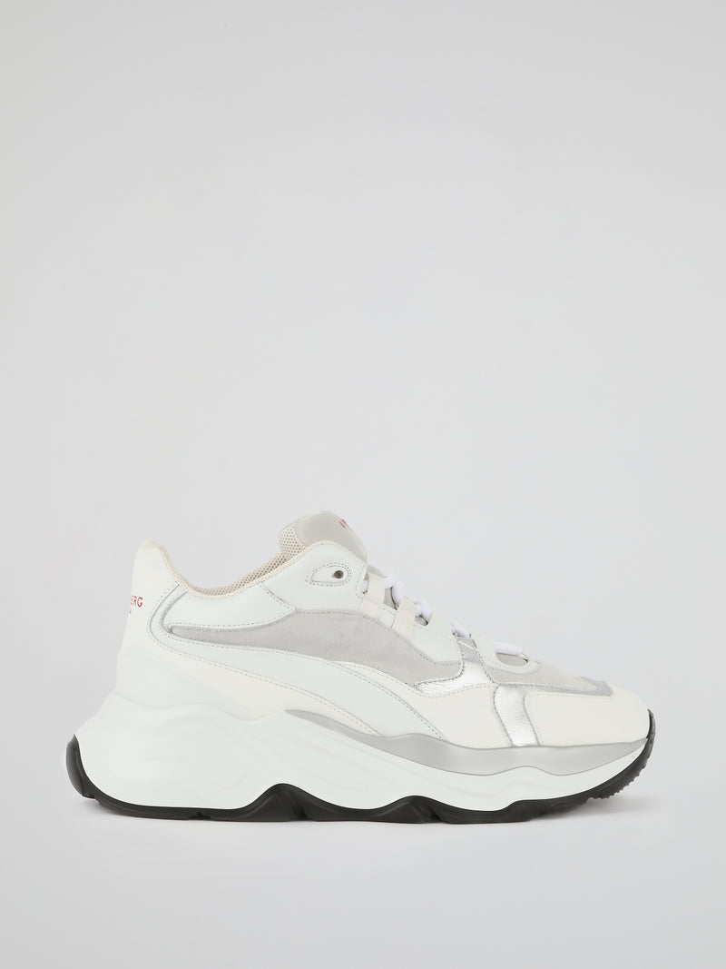 White Suede Panel Active Sneakers