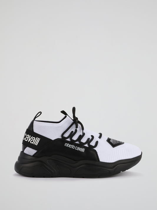 White Mesh Panel Contrast Sneakers