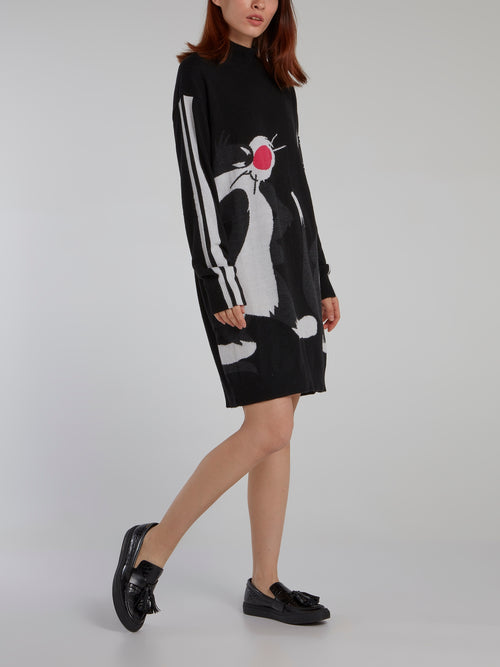 Sylvester The Cat Black Sweater Dress