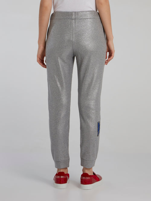 Metallic Patched Track Pants