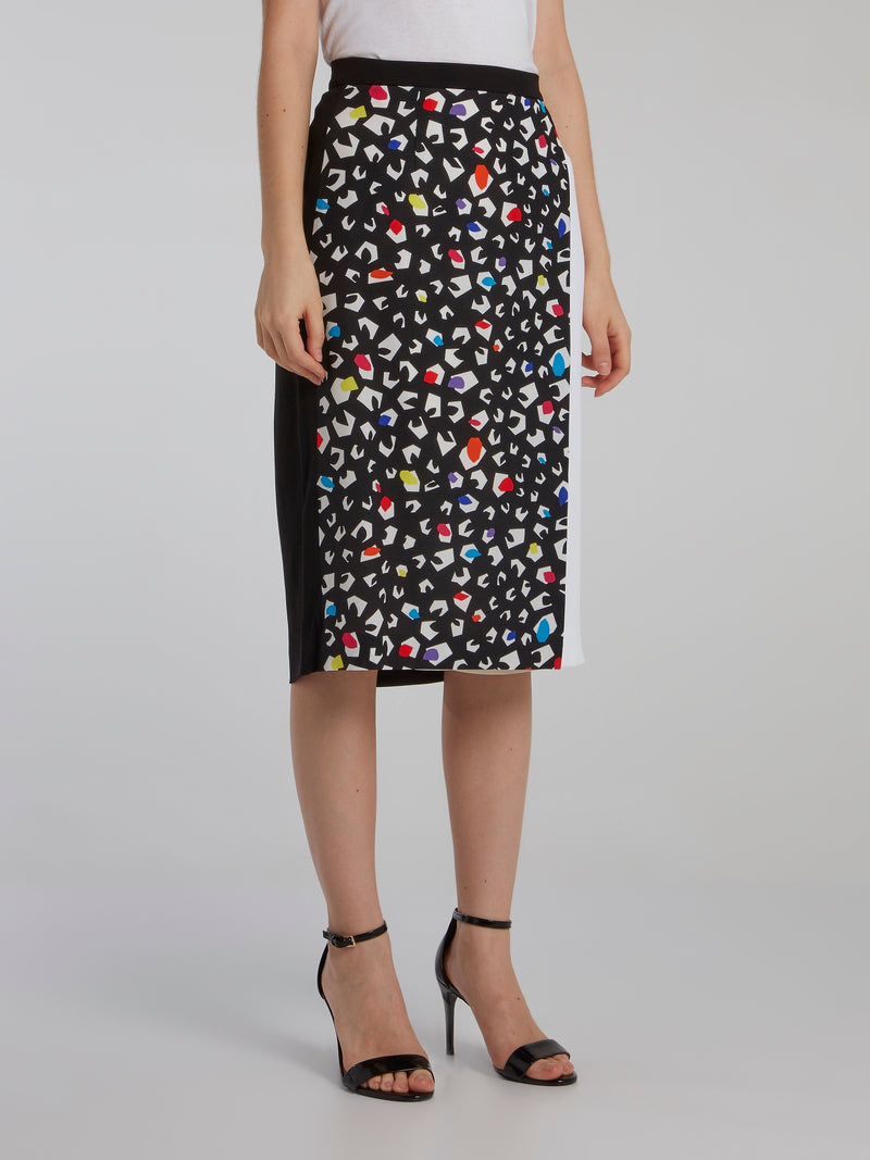 Printed Waistband Midi Skirt