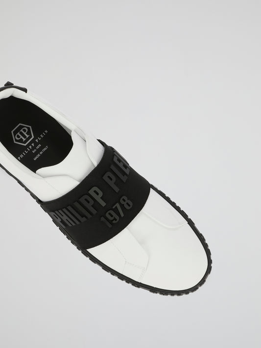 PP1978 White Contrast Front Strap Sneakers