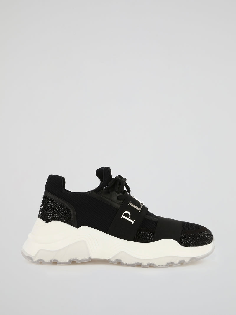 Black Crystal Mesh Runner Sneakers