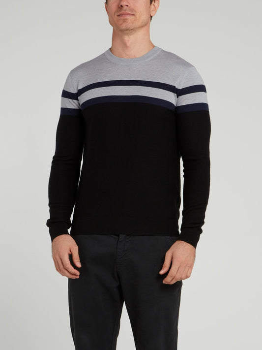 Black Striped Knitted Sweater