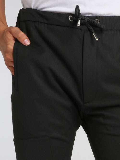 Black Carrot Fit Drawstring Pants