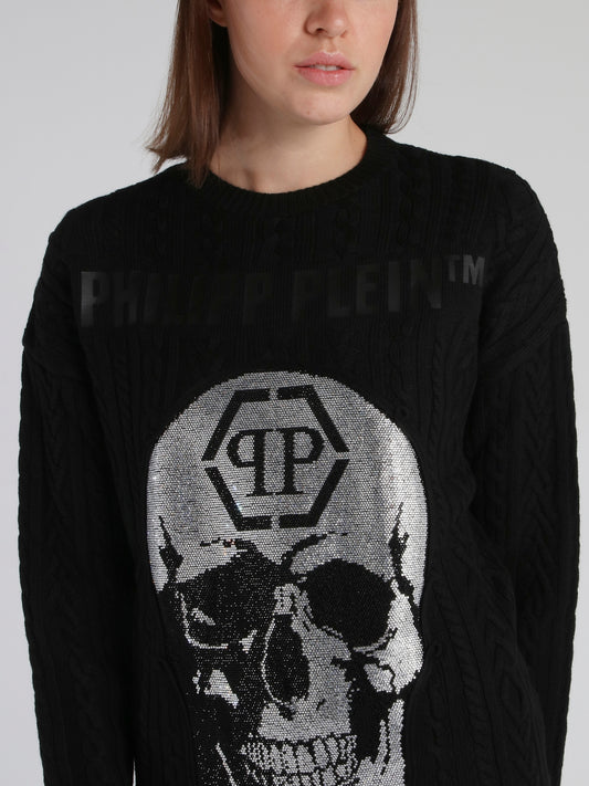 Crystal Skull Ribbed Pullover