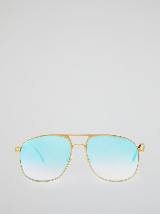 Blue Snatch Matte Aviator Sunglasses