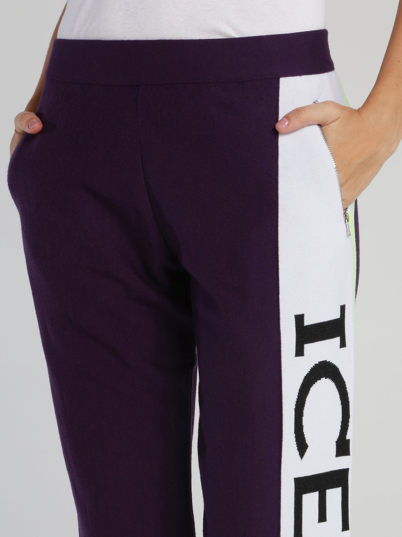 Purple Logo Waistband Knitted Sweatpants