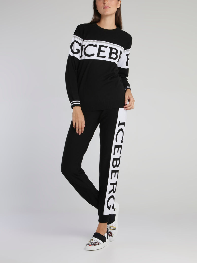 Black Logo Waistband Knitted Sweatpants