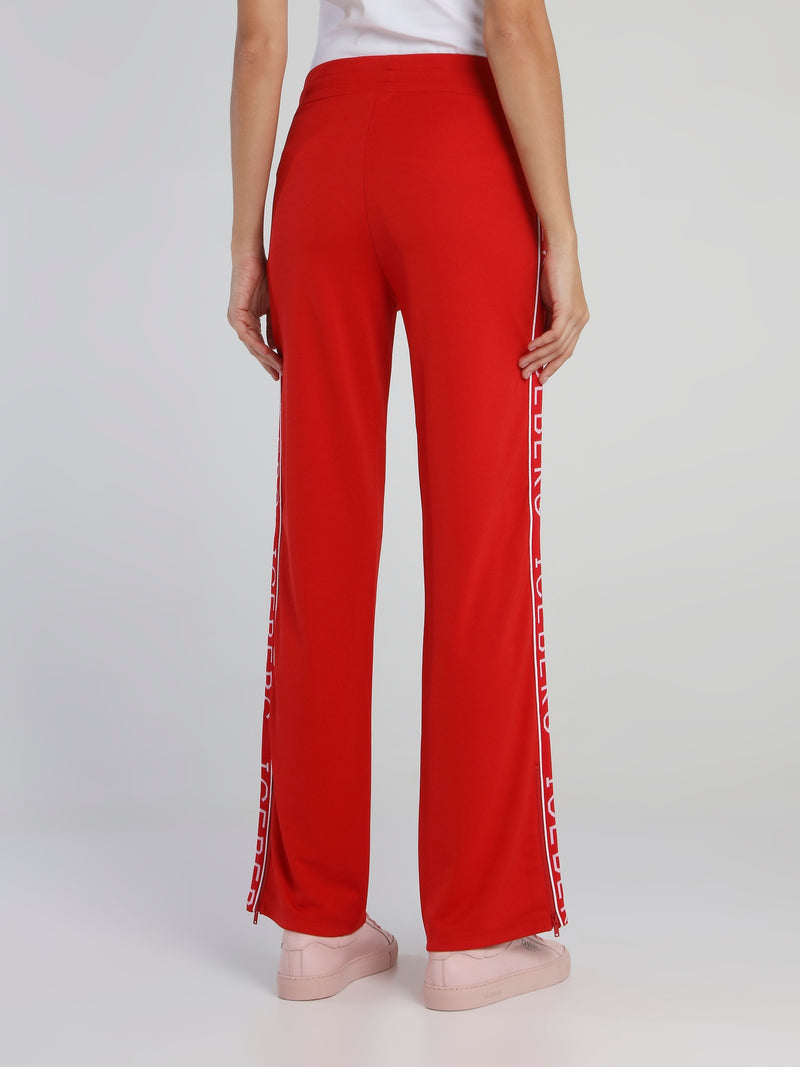 Red Logo Tape Drawstring Track Pants