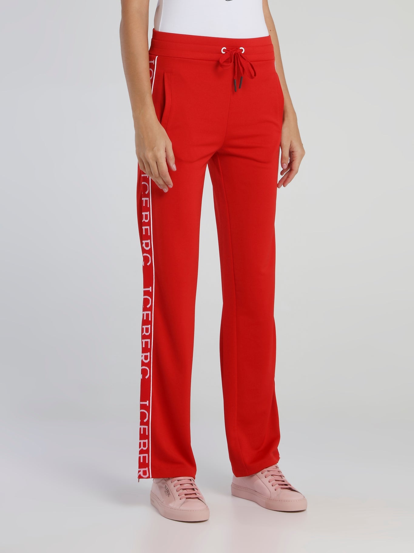 Red Logo Tape Drawstring Track Pants