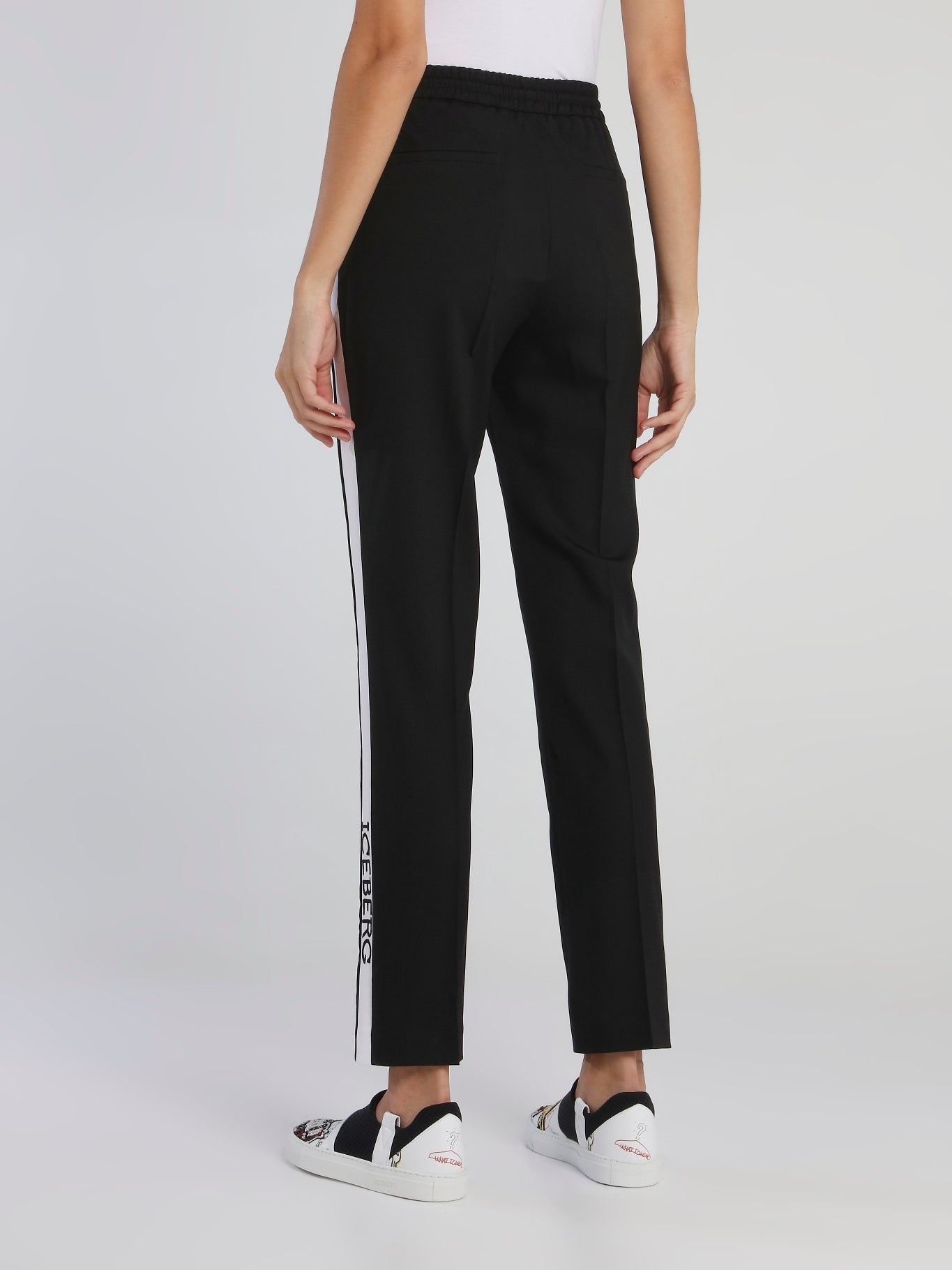 Black Logo Tape Drawstring Active Trousers