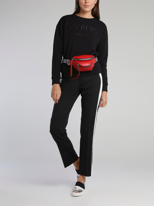 Black Logo Tape Drawstring Active Trousers