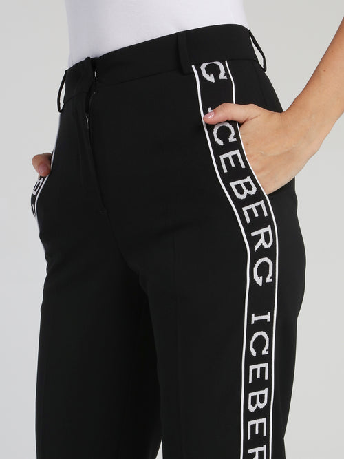 Black Logo Tape High Waist Trousers