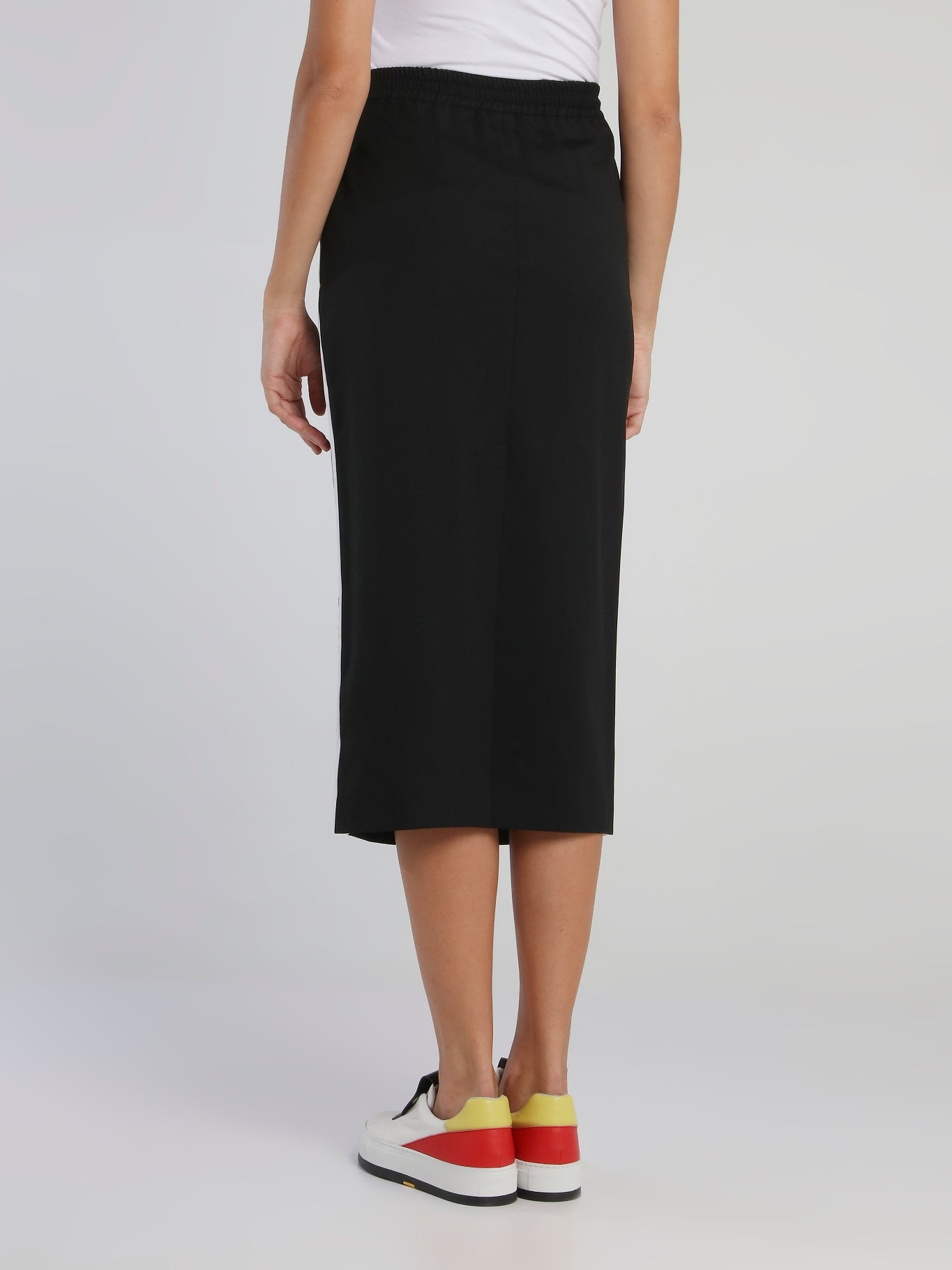 Black Logo Tape Drawstring Pencil Skirt