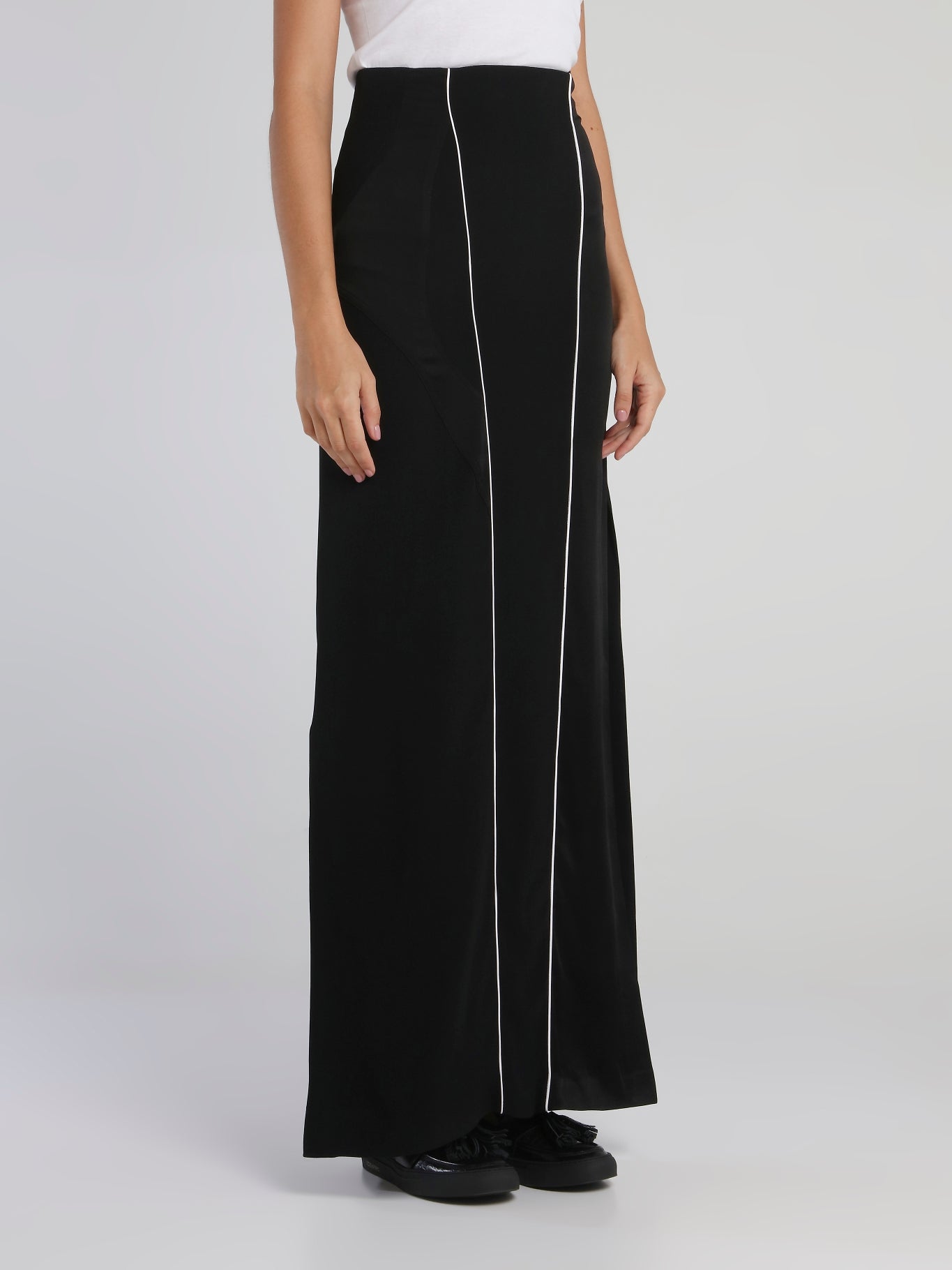 Black High Rise Long Skirt