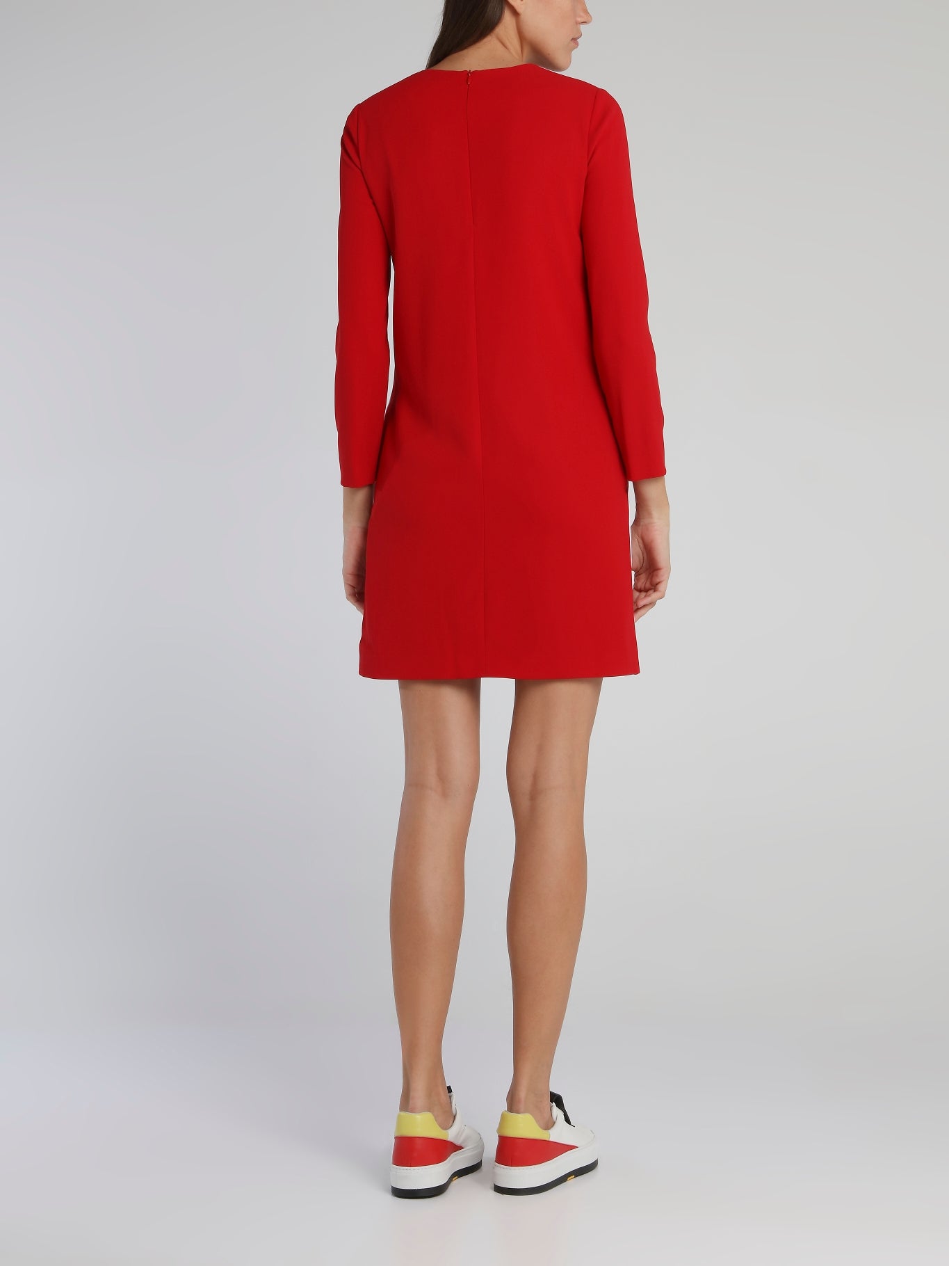 Red Long Sleeve Logo Mini Dress