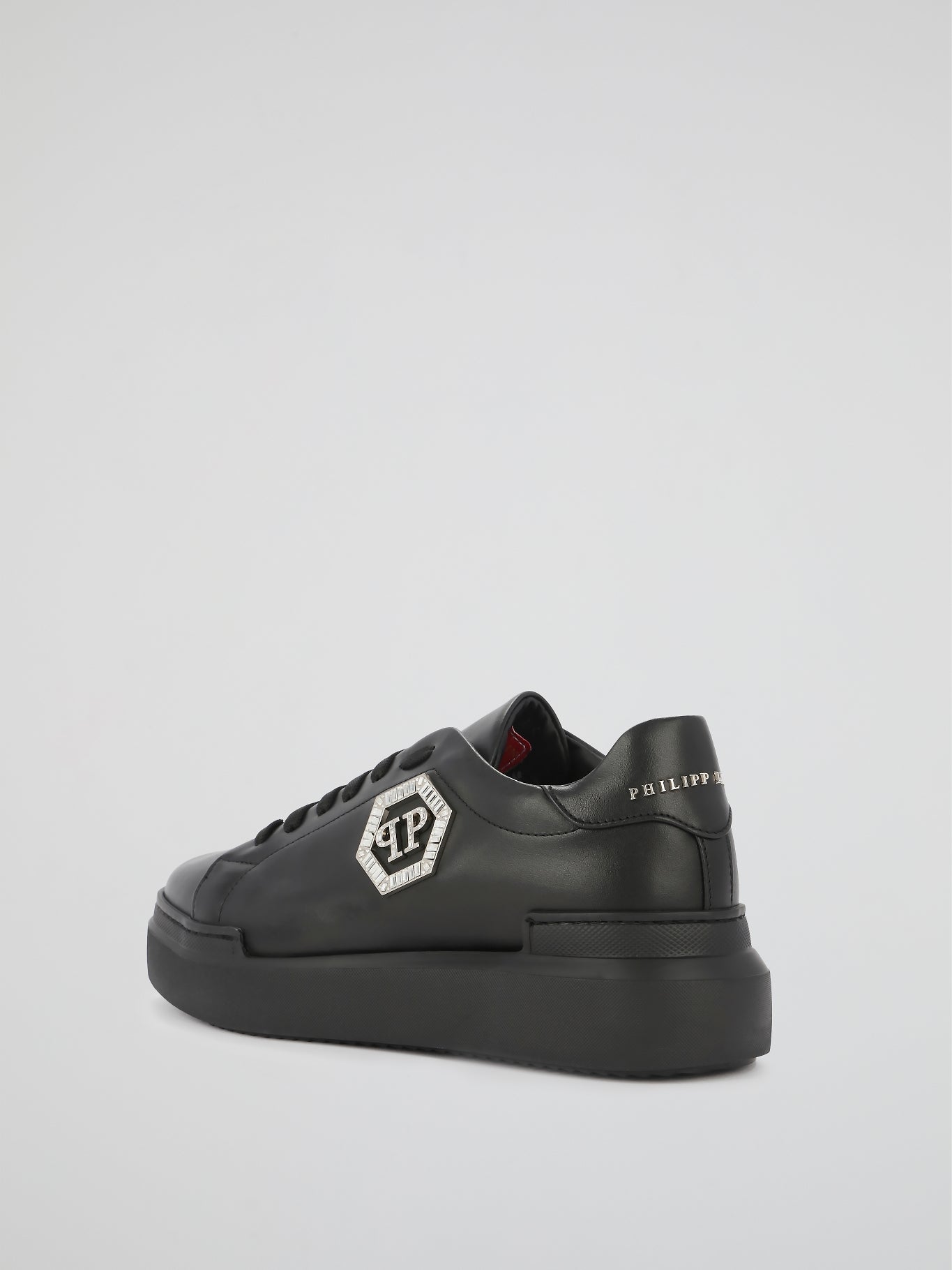 Black Crystal Monogram Leather Sneakers