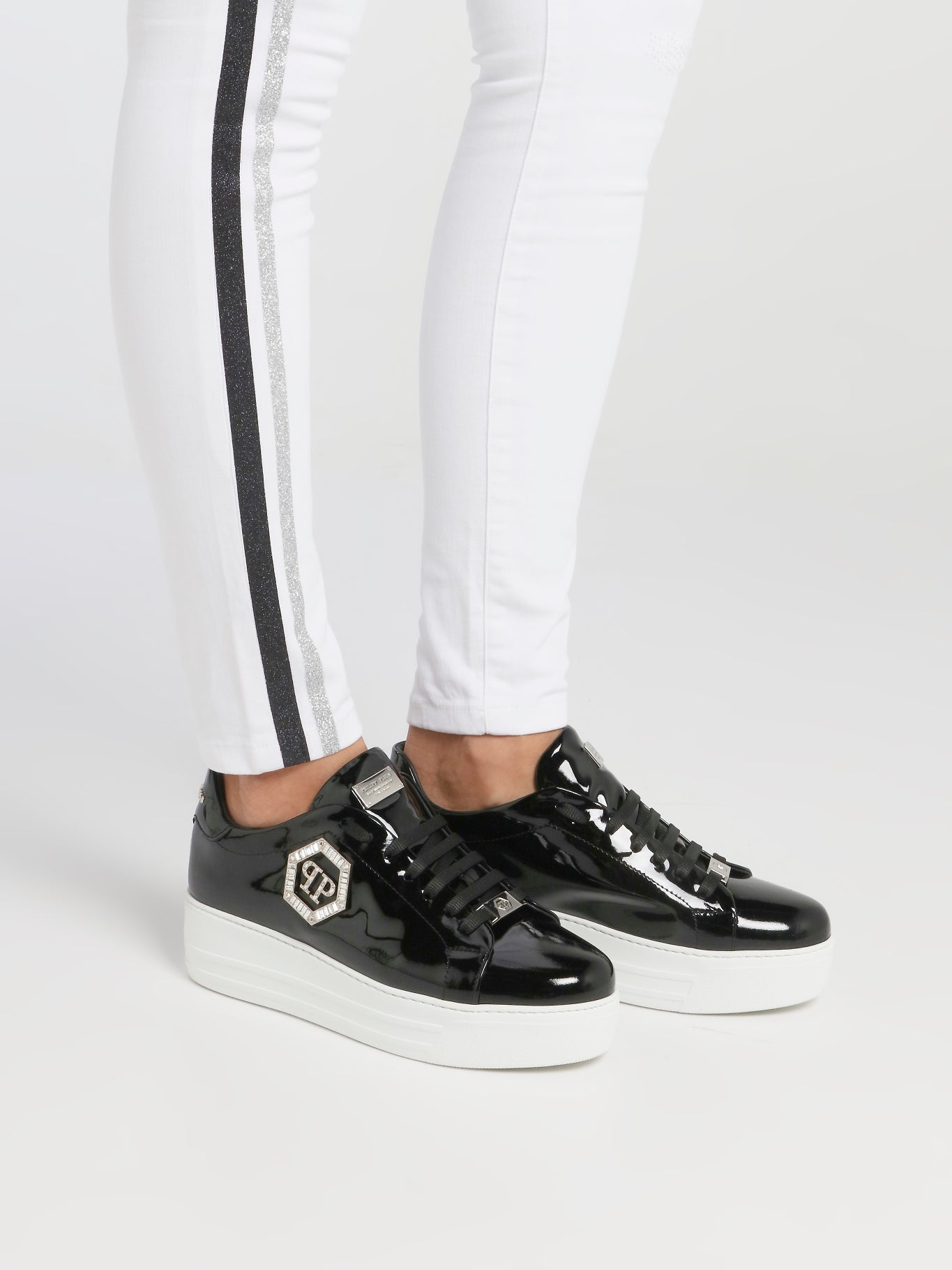 Black Patent Leather Platform Sneakers