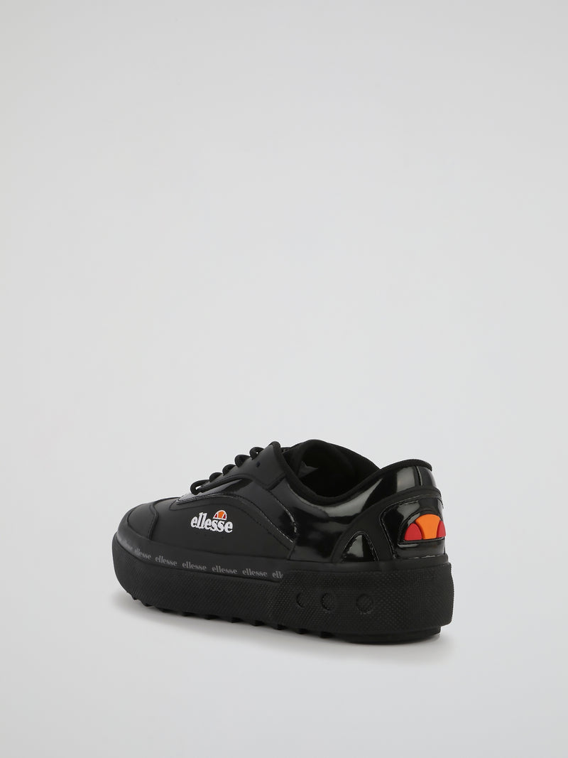 Alzina Black Leather Trainers