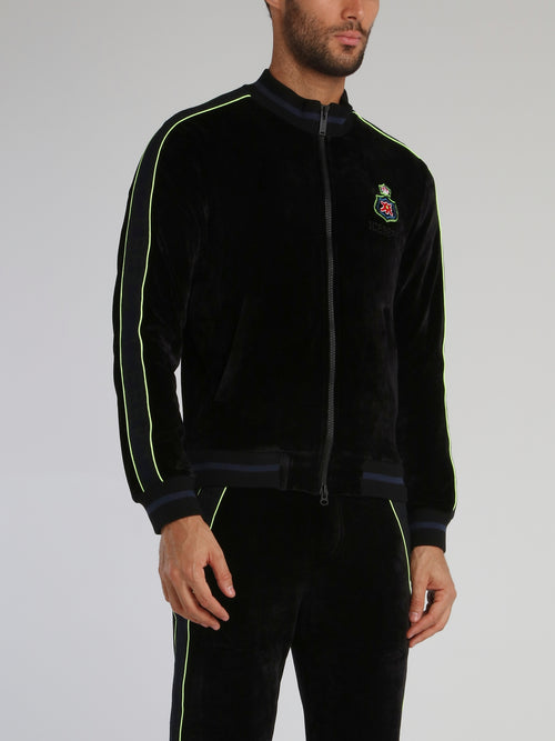 Black Contrast Lining Chenille Sweatshirt