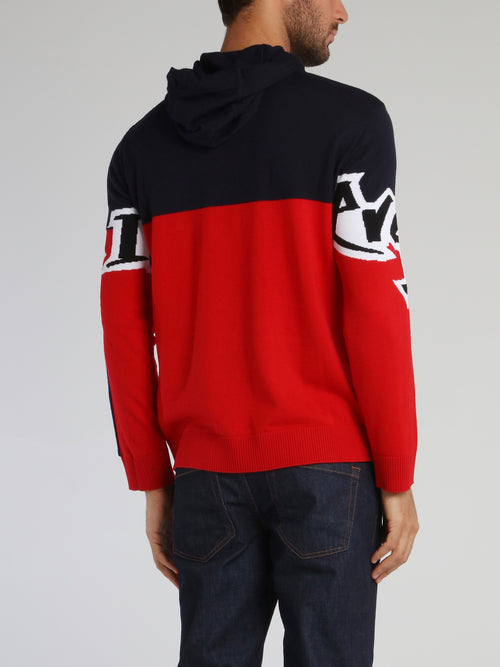 Logo Drawstring Knitted Sweat Top