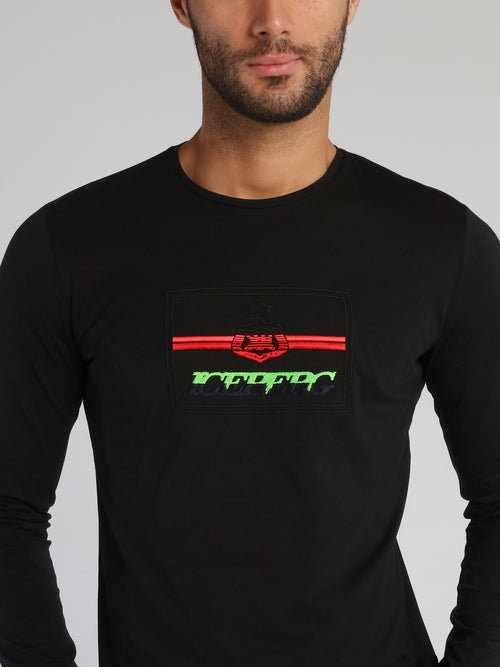 Black Long Sleeve With Embroidered Logo T-Shirt