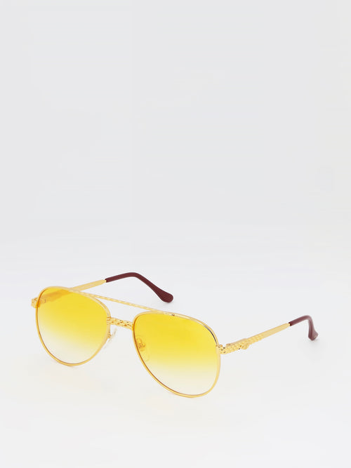 Yellow Gradient Mirror Lens Sunglasses