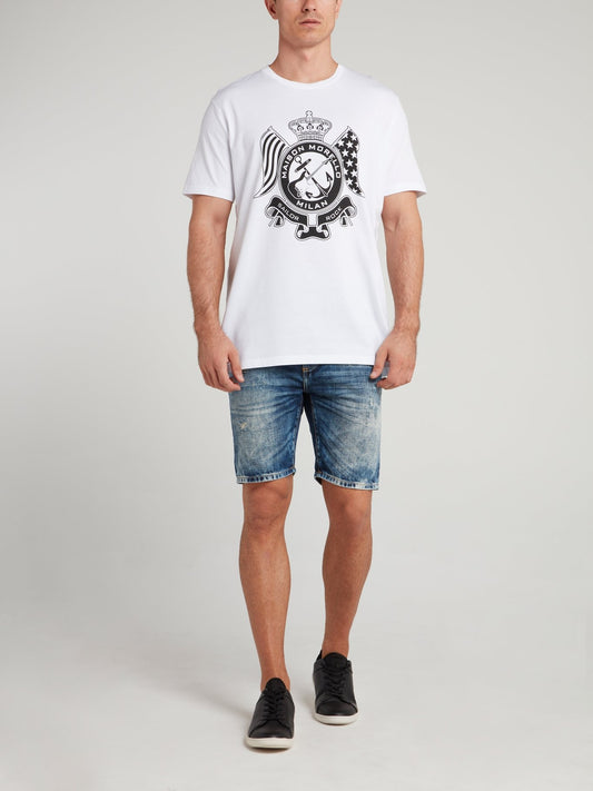 White Logo Cotton T-Shirt