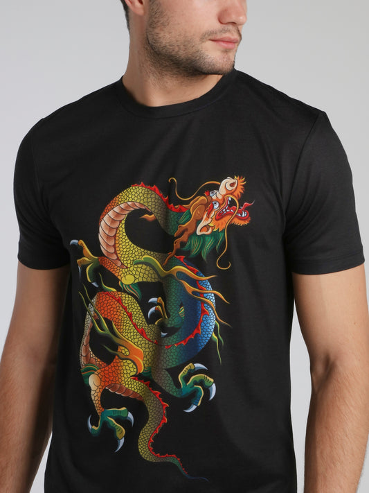 Black Dragon Print T-Shirt