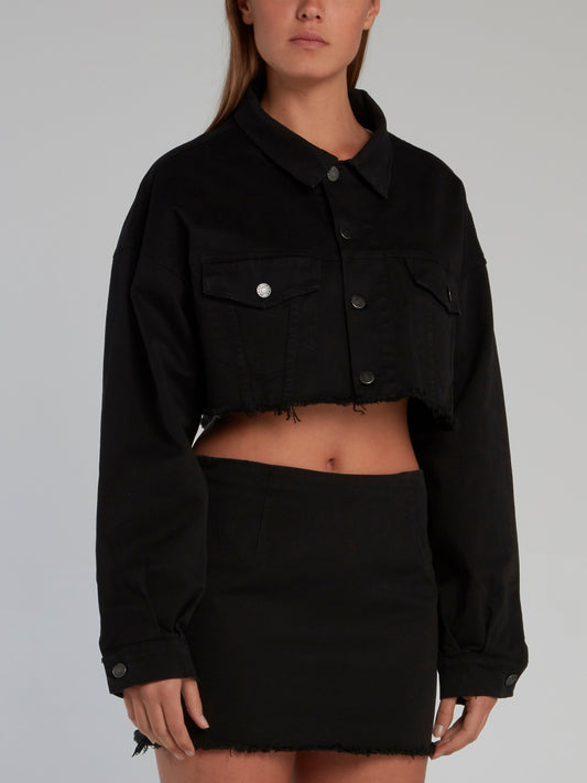 Black Frayed Short Jacket