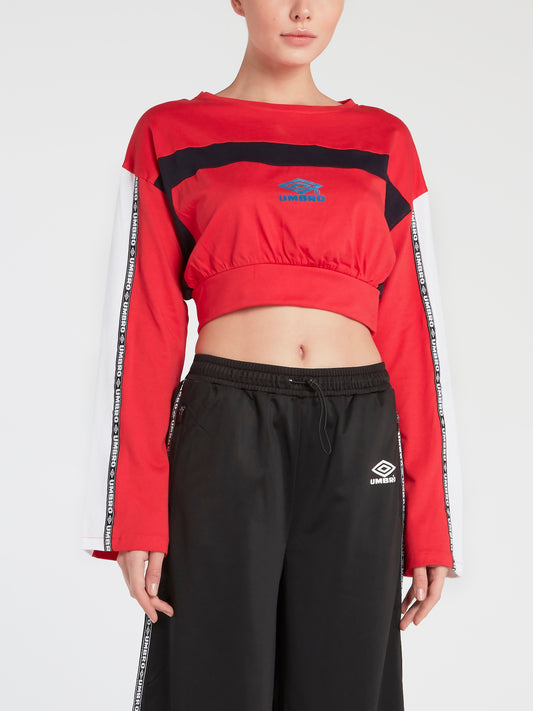 Talis Red Long Sleeve Crop Top