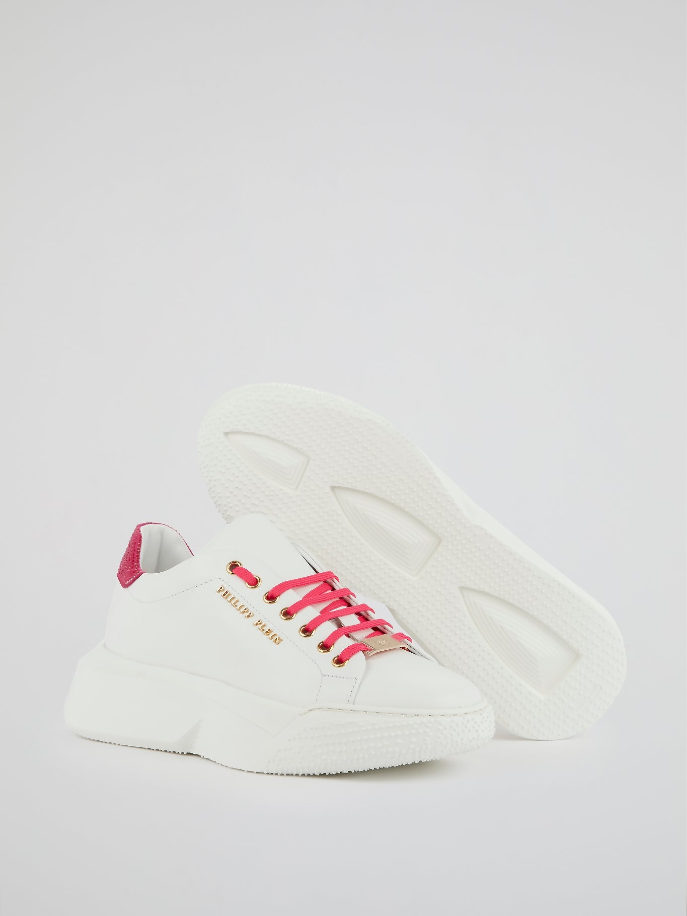 White Crystal Detail Platform Sneakers