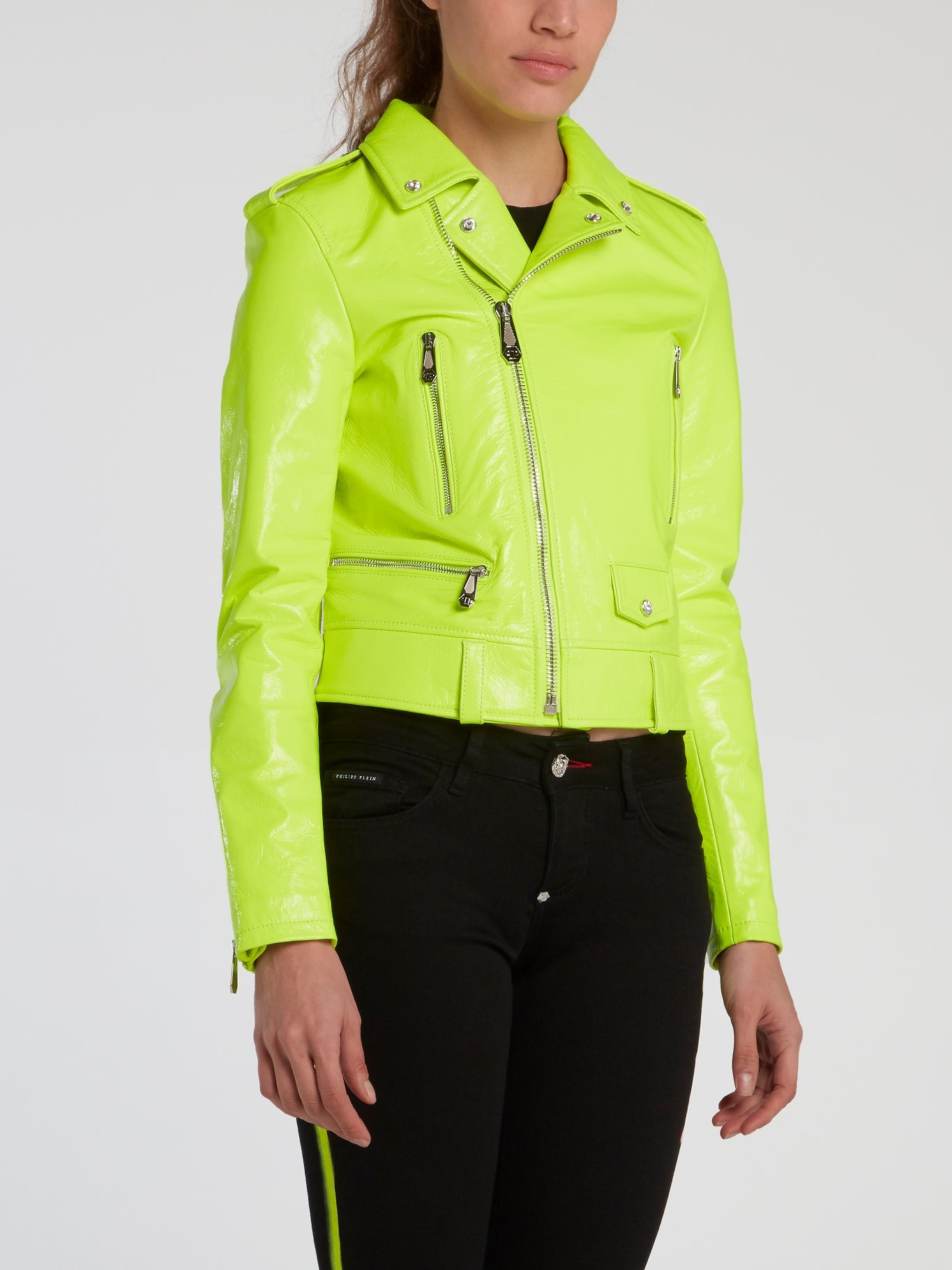 Neon Leather Biker Jacket