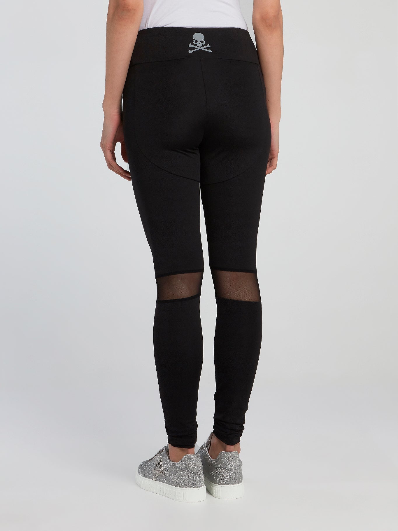 Black Mesh Panel Track Tights