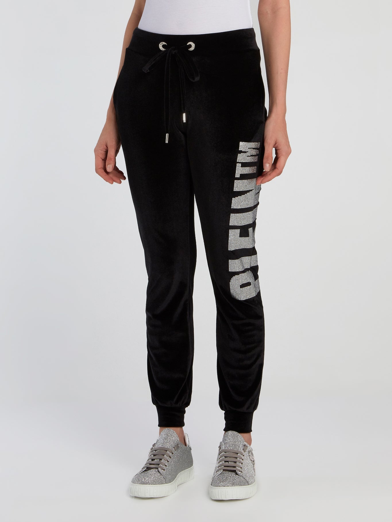 Black Strass Logo Running Trousers