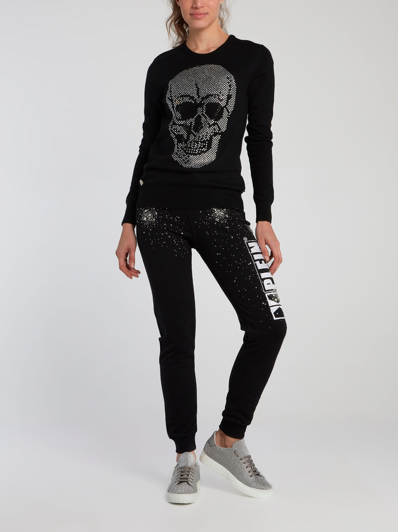 Black Rhinestone Skull Jumper