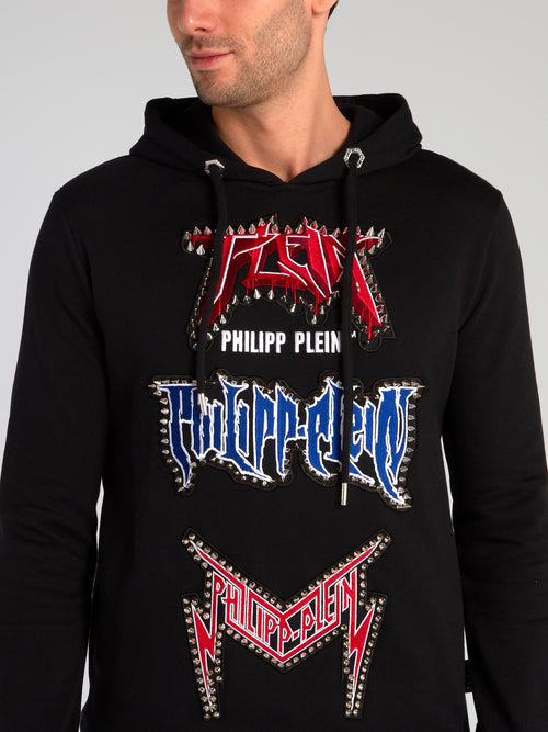 Rock PP Black Spike Studded Hoodie