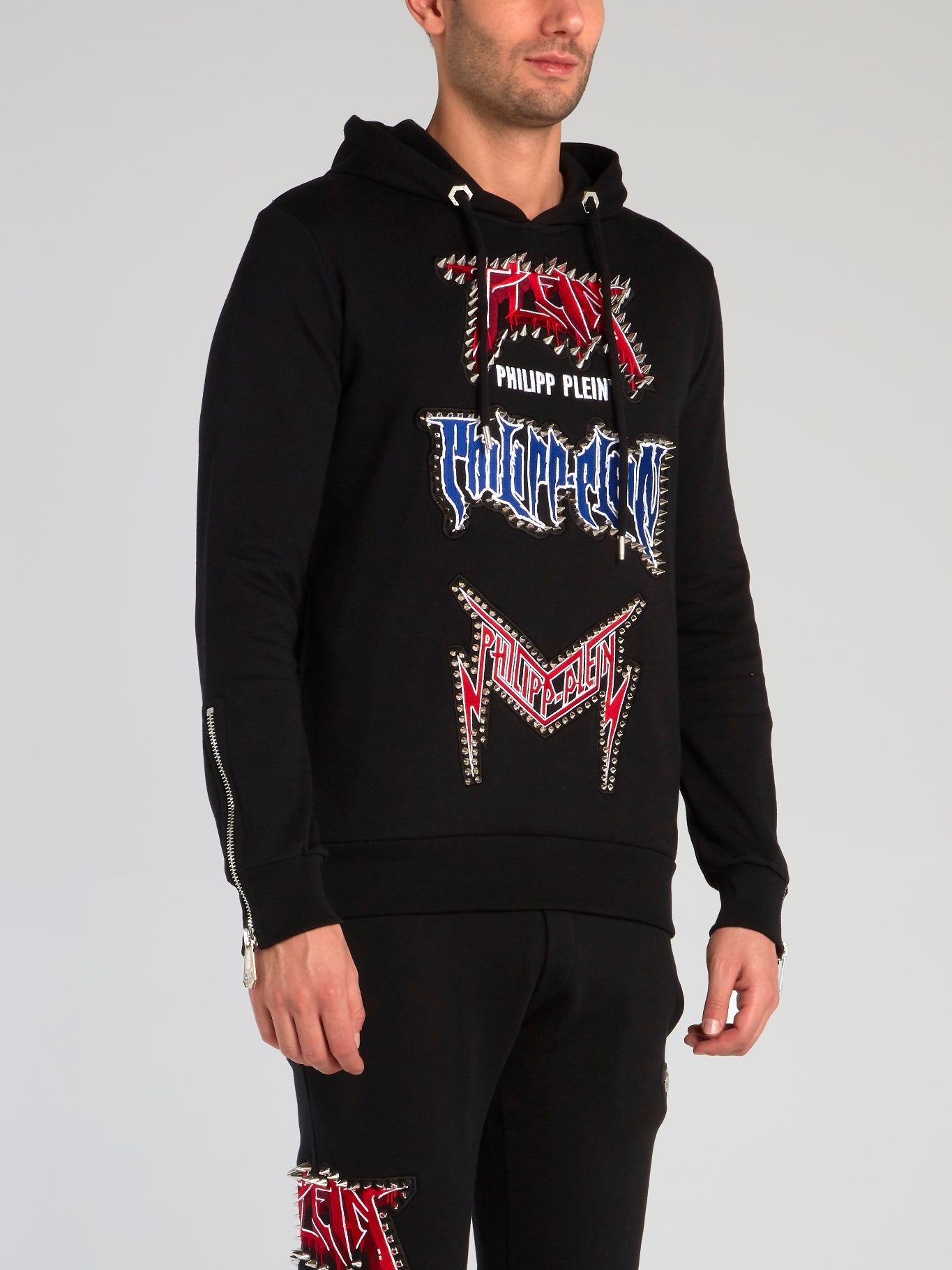 Rock PP Black Spike Studded Hoodie