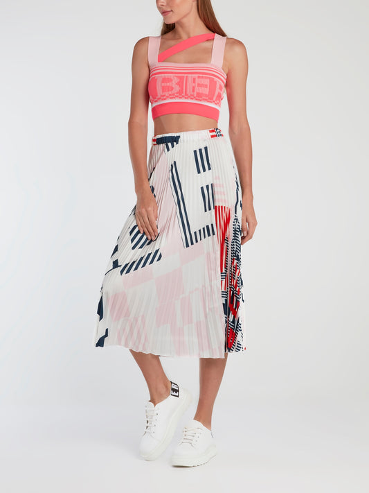 White Accordion Midi Skirt