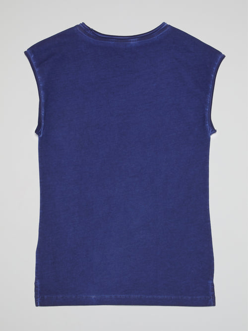 Navy Studded Star Sleeveless Top